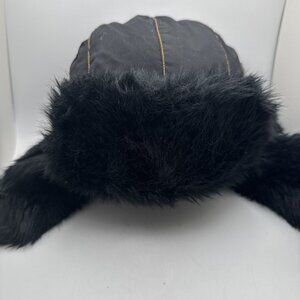 Mad Bomber Trapper Hat Cap Black Fur Gray Size  Large